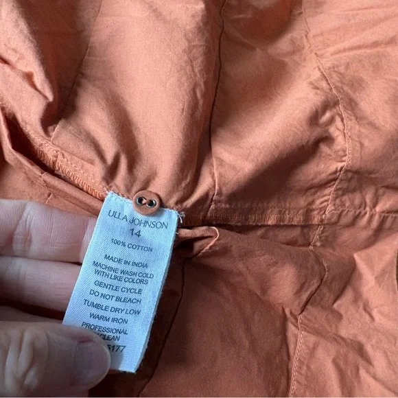 Ulla Johnson Sz 14 Joni Orange Clay Cotton Midi Dress - Picture 9 of 11